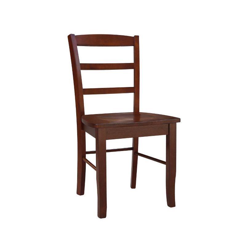 Set of 2 Madrid Ladderback Chairs Espresso - International Concepts: Rubberwood Frame, Mid-Century Modern Style