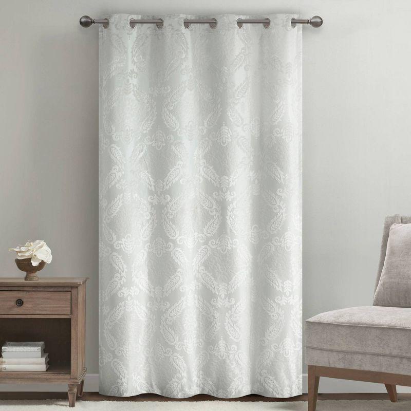 White Polyester Blackout Grommet Curtain Panel