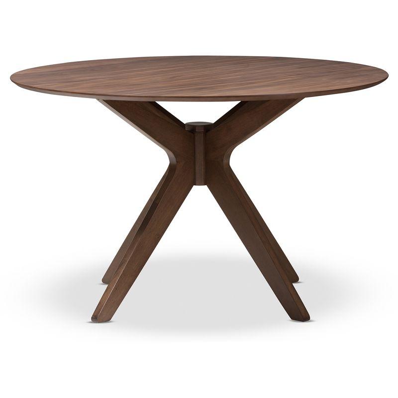 Baxton Studio Monte Mid-Century Modern Wood Finish 47" Round Dining Table Walnut Brown: Hardwood, Seats 4