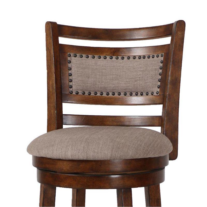 New Classic Furniture, Aberdeen Wood Swivel Bar Stool with Fabric Seat in Dark Brown, Brown