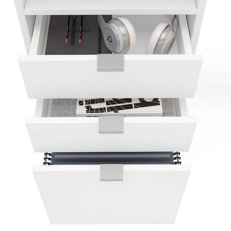 Cambridge 3 Drawer Writing Desk with Shelf White - Polifurniture: Compact Home Office, Modern Style, File Storage