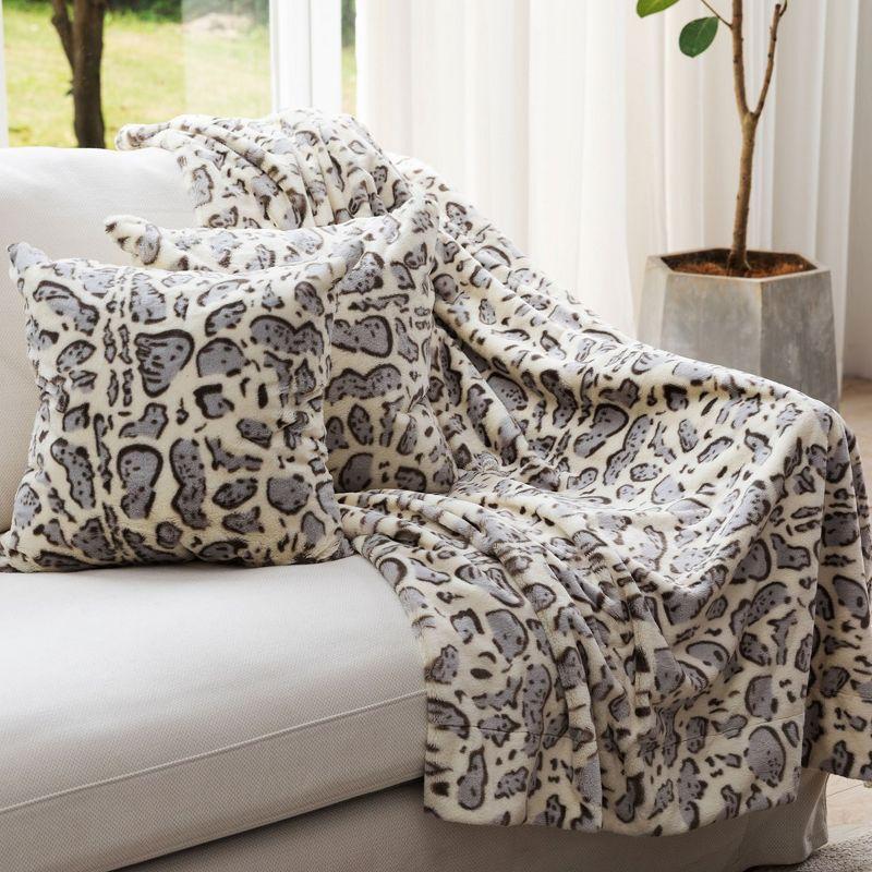 Cheer Collection Animal Print Faux Fur Throw Pillow (Set of 2)