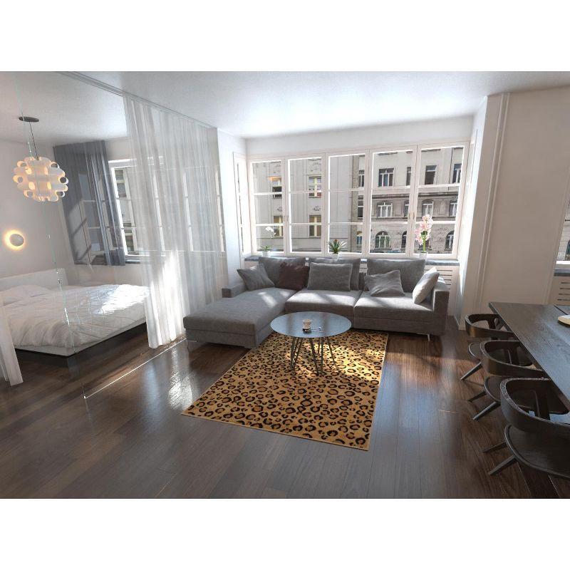 Unique Loom Wildlife Collection Area Rug - Leopard (3' 1" x 5' 3" Rectangle Light Brown/Black)