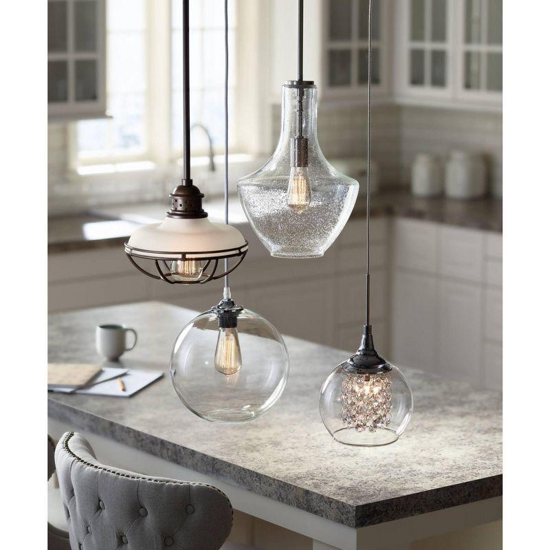 Possini Euro Design Chrome Mini Pendant 6" Wide Modern Faceted Crystal Strands Clear Glass Shade Fixture for Dining Room Living Foyer Kitchen Island