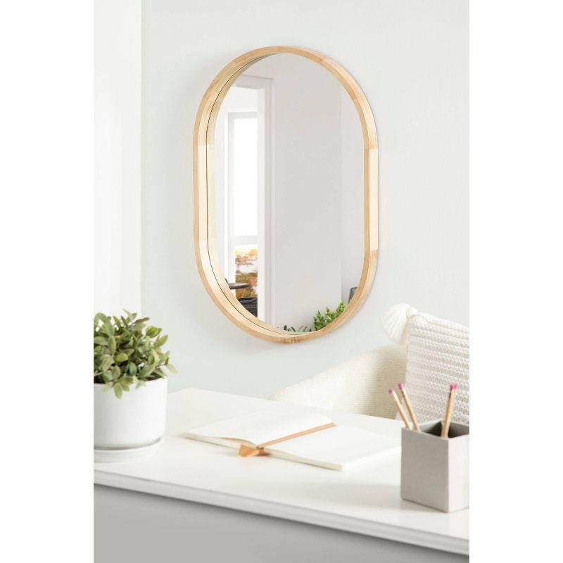 24" x 36" Hutton Wood Framed Capsule Wall Mirror Natural: Scandinavian Style, Poplar Frame - Kate & Laurel