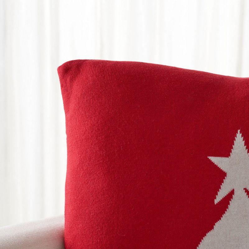 Red and White Holiday Christmas Tree Throw Pillow Set