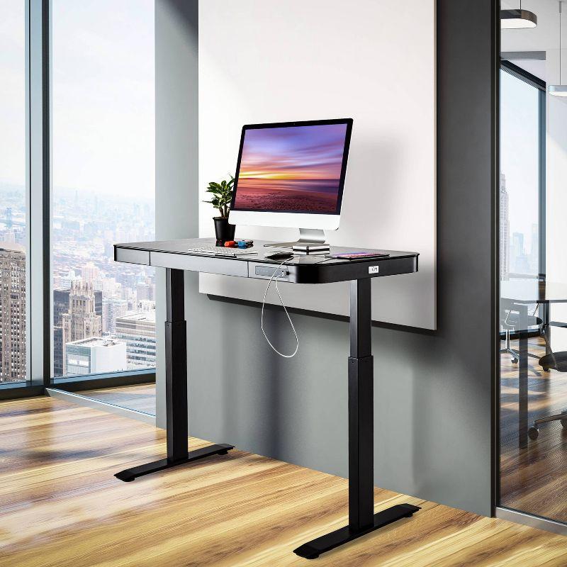airLIFT 48" W Electric Adjustable Height Tempered Glass Desk