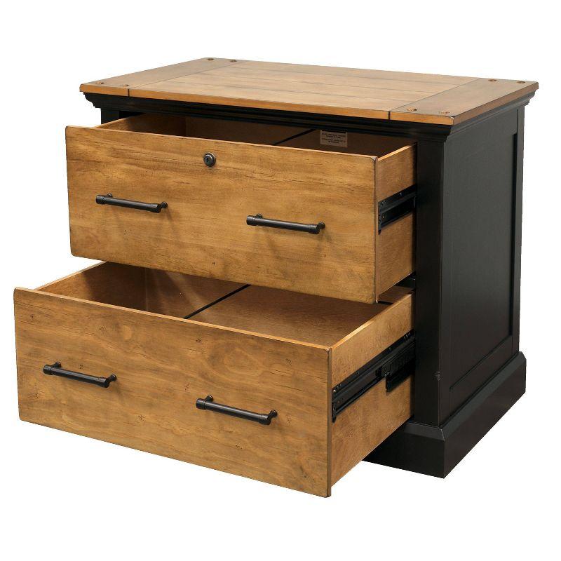 Toulouse File Cabinet Honey/Black - Martin Furniture: Wood Lateral Storage, No Assembly, 2-Drawer Design