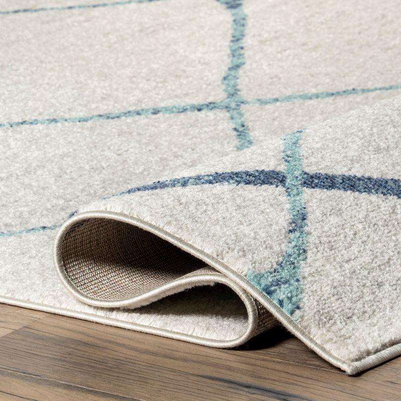 Nuloom 5x8 Thigpen Contemporary Indoor Area Rug, Light Blue, Abstract Lines, Non-Slip Backing, Stain Resistant, BedroomLiving Room, Kitchen,