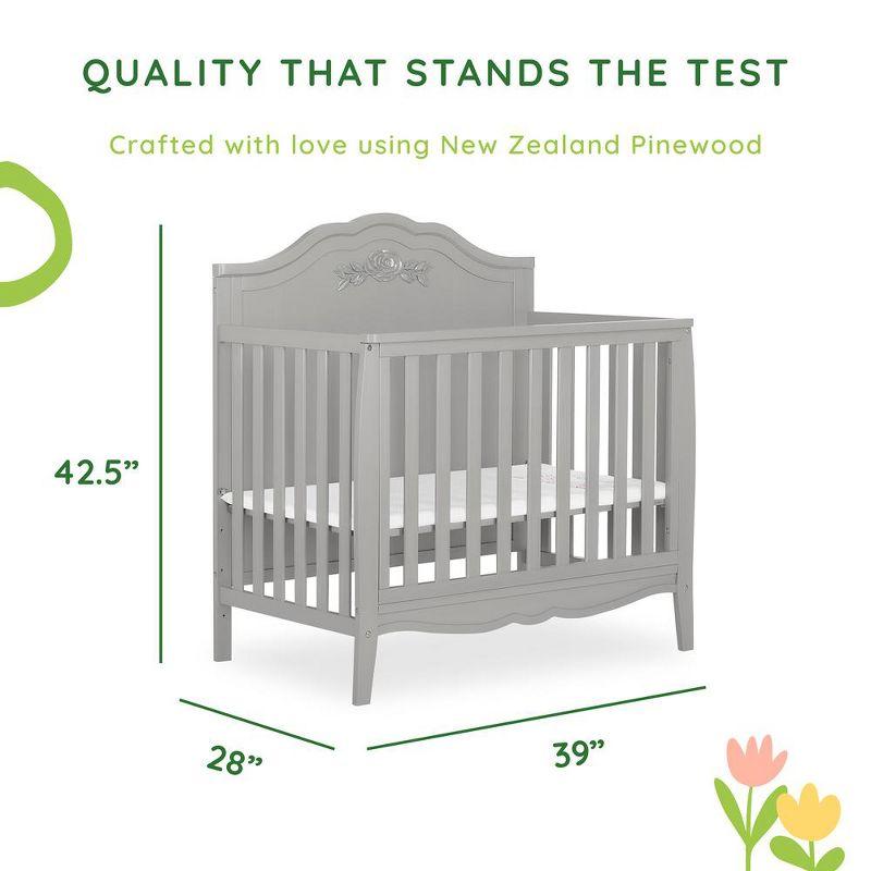 Sweetpea Baby Rose 4-in-1 Convertible Mini Crib, Platinum
