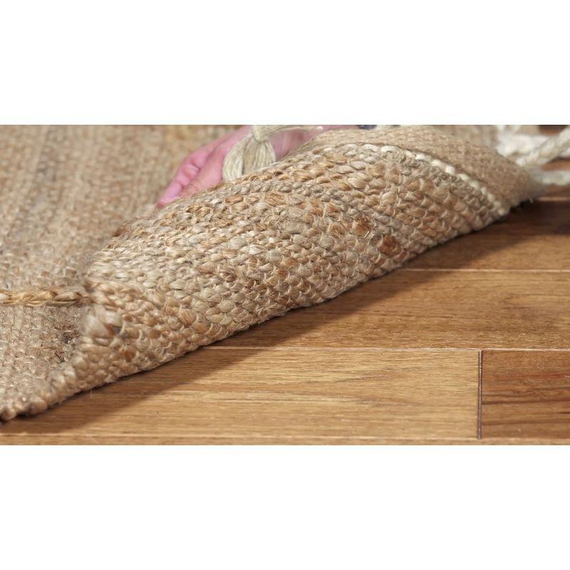 Handwoven Jute Natural Fiber 6' Square Area Rug with Non-Slip Backing