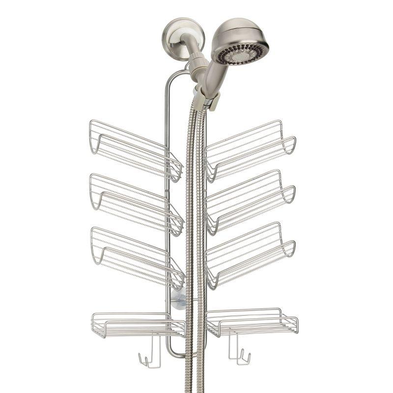 Silver Steel Hanging Shower Caddy with Suction Mount