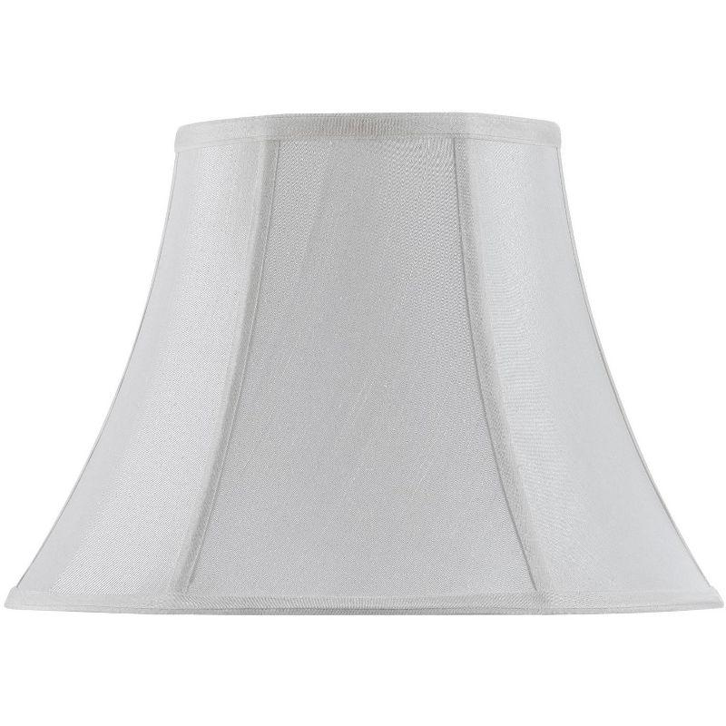 White Fabric Vertical Piped Bell Lamp Shade, 16"