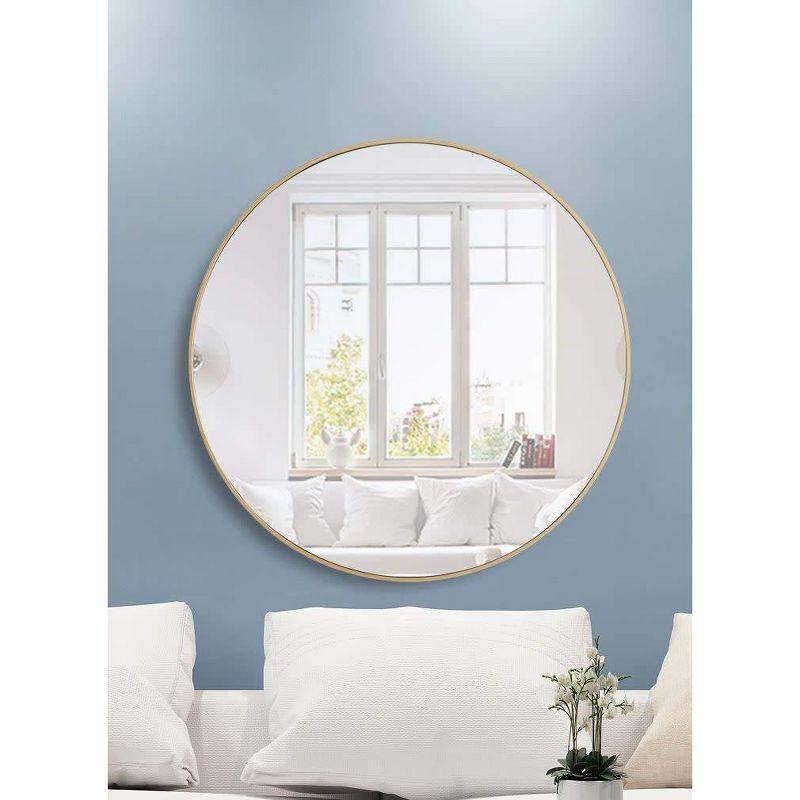 Elegant Lighting Metal frame Round Mirror 42 inch Silver finish