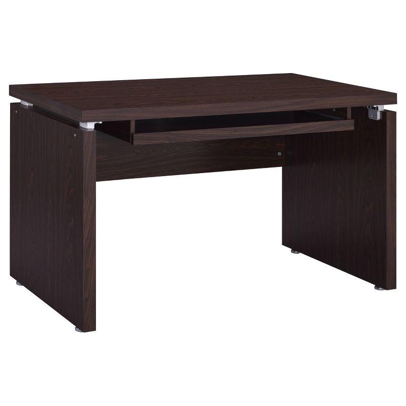 Transitional Medium Oak Home Office Desk with Keyboard Tray