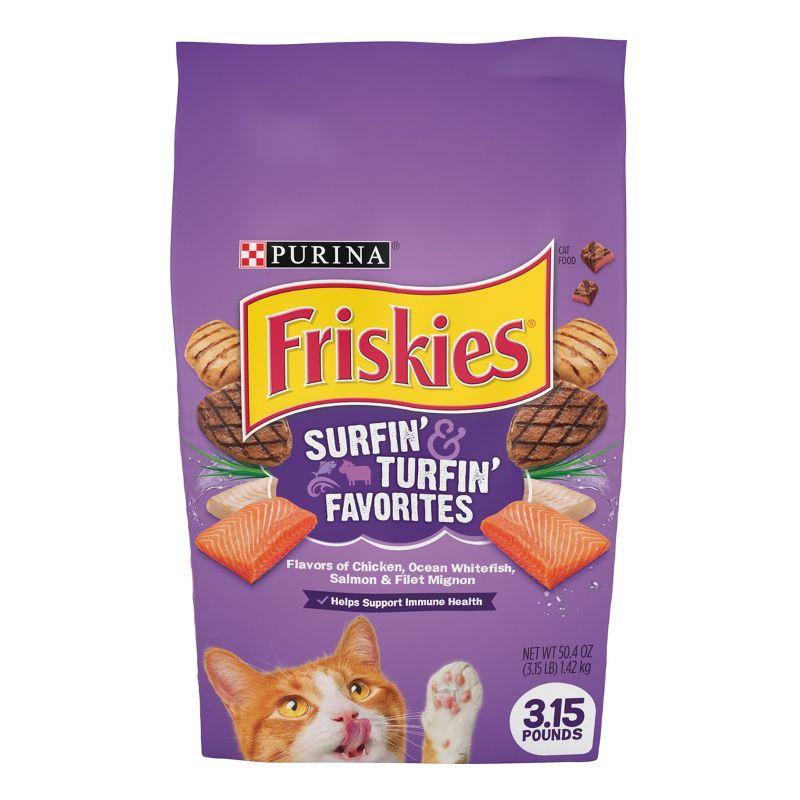 Purina Friskies Surfin &Turfin Favorites with Flavors of Chicken, Beef & Seafood Adult Balanced Dry Cat Food - 3.15lbs