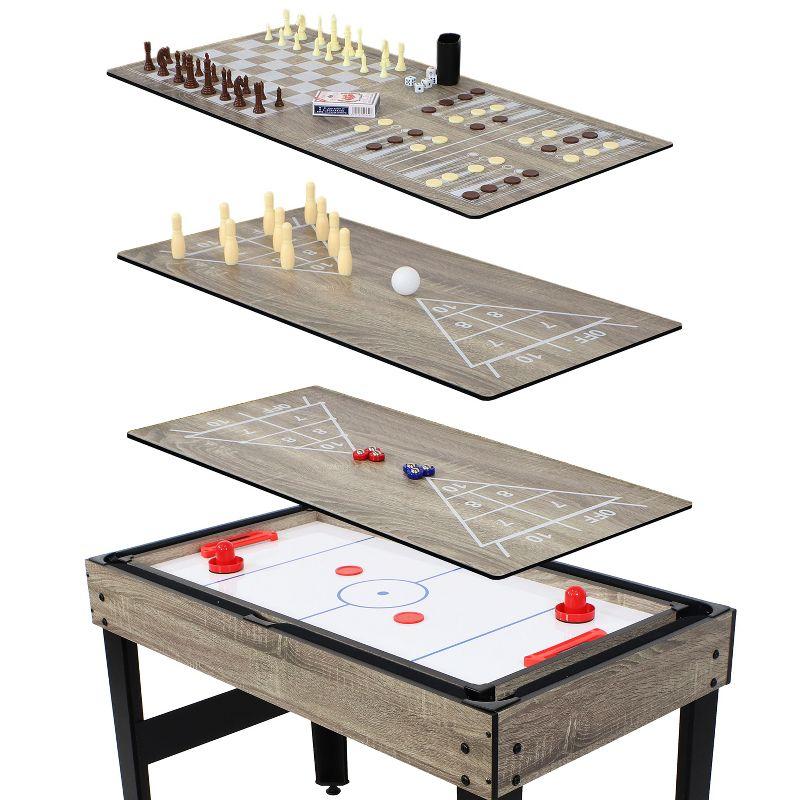 Sunnydaze 10-in-1 Multi-Game Table with Billiards, Foosball, Hockey, Ping Pong, Chess, Checkers, Backgammon, Shuffleboard, Bowling, and Cards - 49.5"