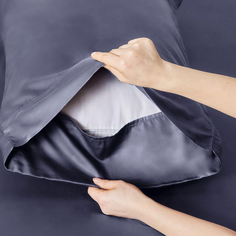 Rayon Derived from Bamboo Sheet Set 3 Pcs Solid Twin Dark Grey - Bedsure