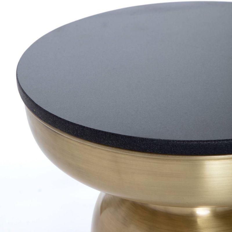 Finch Finch Adler Rothko Accent Side Table, Granite Top, Brushed Brass or Rose Gold Base, Hourglass Shape