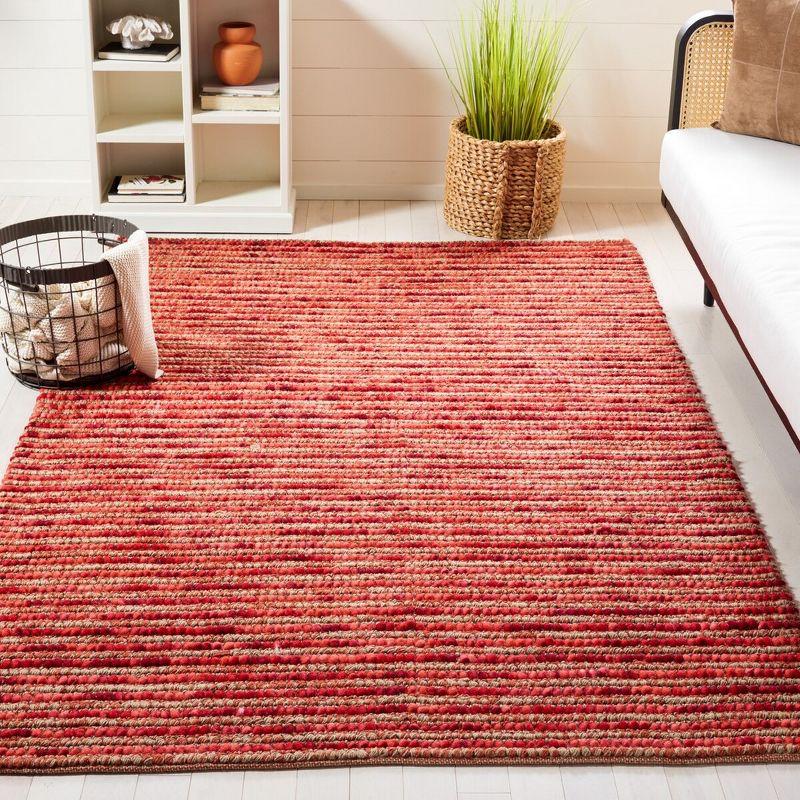 Handmade Red and Multicolor Wool Bohemian Area Rug, 5' x 8'