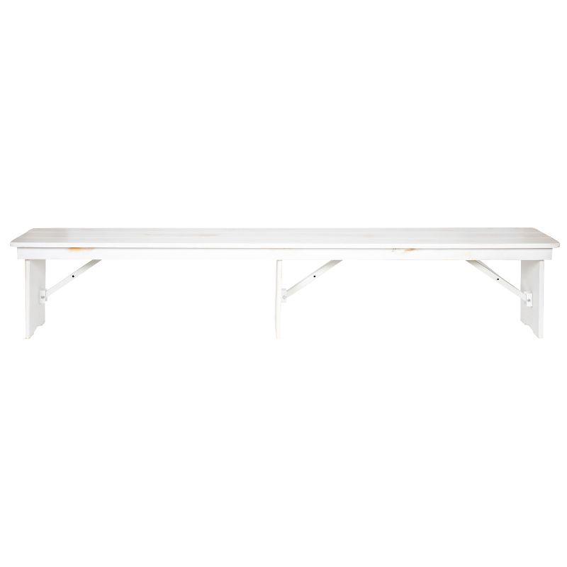 Flash Furniture HERCULES Series 8' x 12" Antique Rustic Solid White Pine Folding Farm Bench with 3 Legs