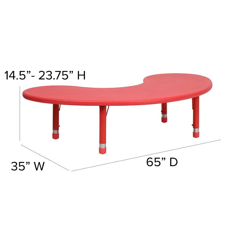 35"Wx65"L Half-Moon Plastic Adjustable Activity Table-School Table for 8