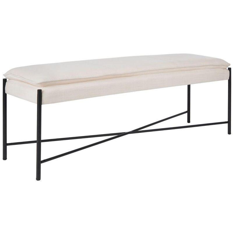 Kara Cushioned X Bench - Light Beige/Black - Safavieh