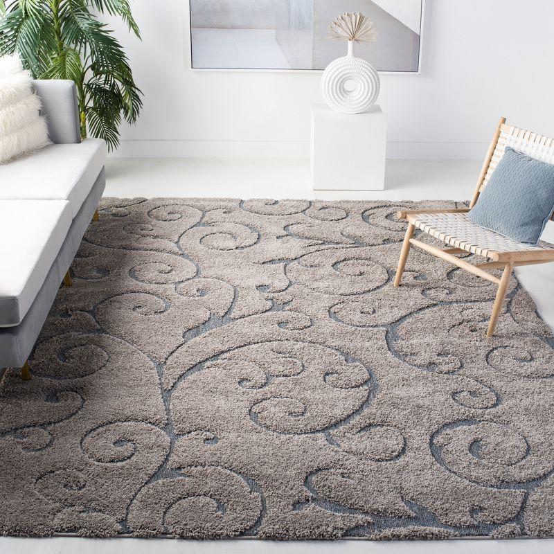 59" Grey and Light Blue Synthetic Shag Area Rug