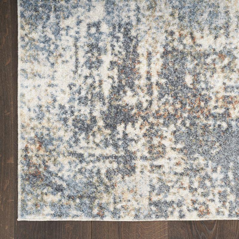 Ivory and Multicolor Abstract Flatweave Runner Rug