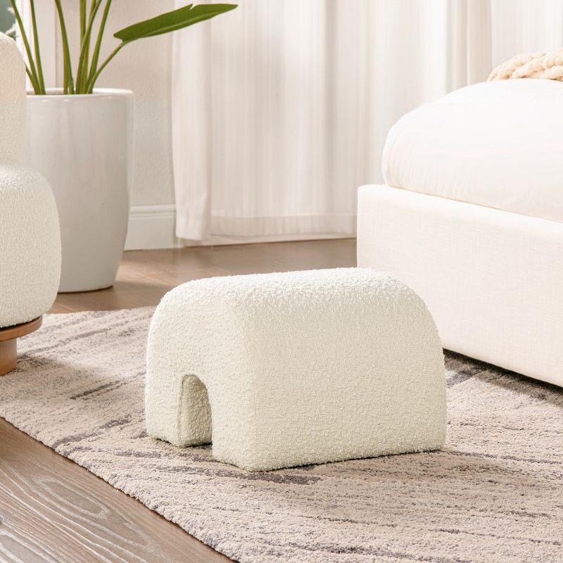 Ivory White Boucle Arched Rainbow Ottoman Footstool