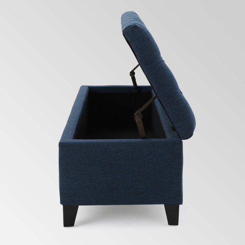 Ottilie Storage Ottoman Dark Blue - Christopher Knight Home: Upholstered Bedroom Seating with Tufted Lid
