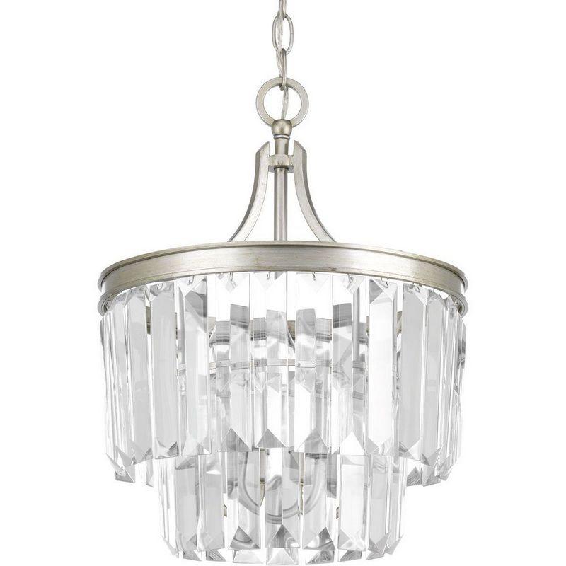 Progress Lighting Glimmer 3-Light Semi-Flush Pendant, Silver Ridge, Prismatic Glass