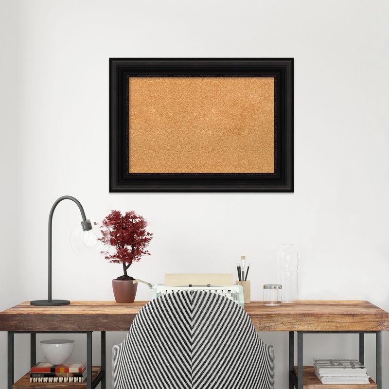 Amanti Art Natural Cork Board Framed Parlor Black Bulletin Board 30 in. x 22 in.