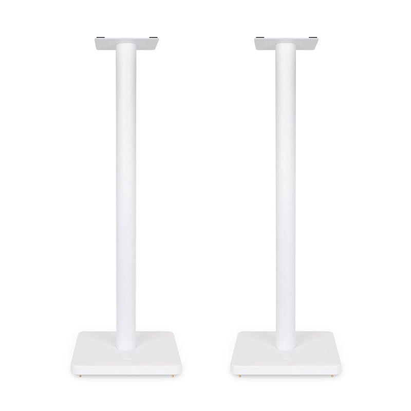 Matte White Metal Floor Speaker Stands with Cable Management