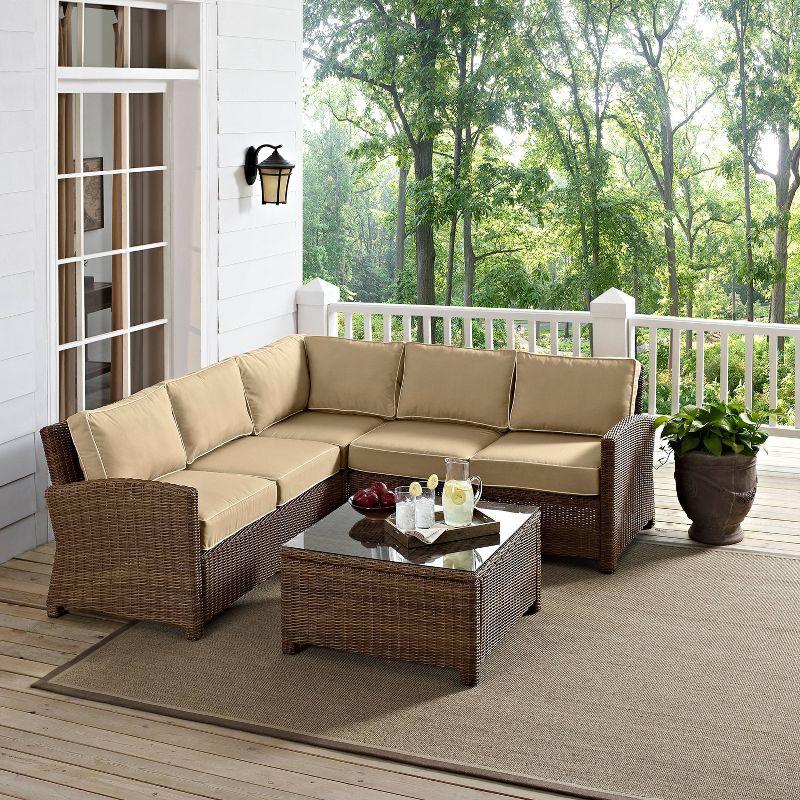 Weathered Brown 4-Piece Steel Outdoor Sectional Sofa Set