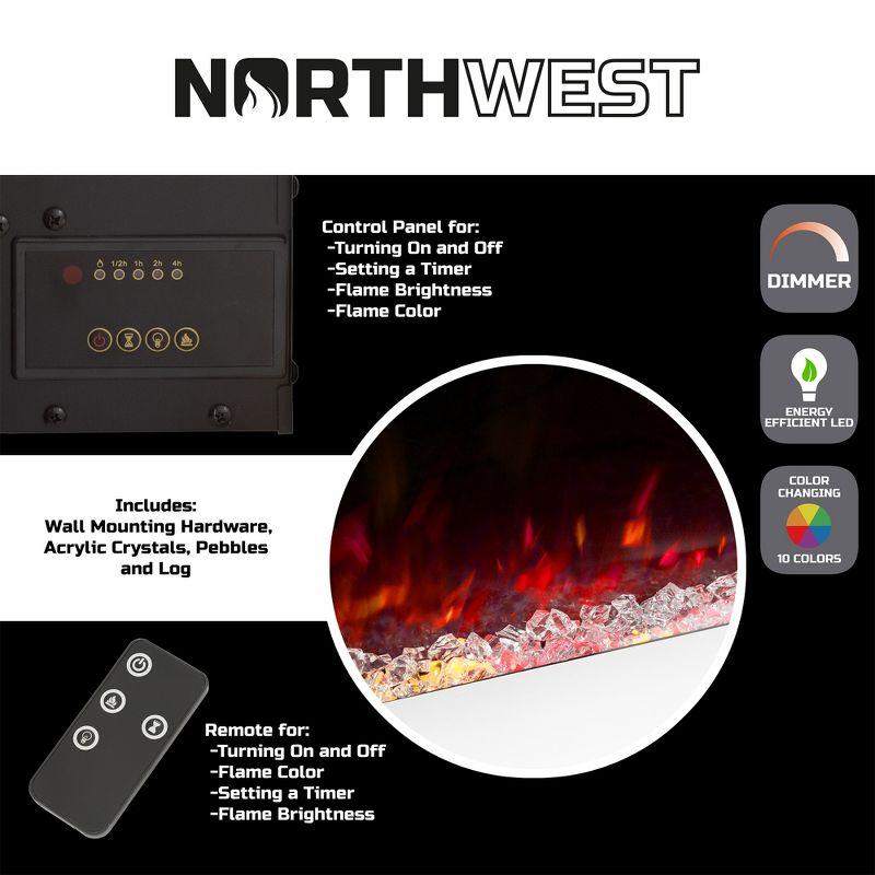 Northwest 36-Inch Modern Wall-Mount Electric Fireplace with Remote