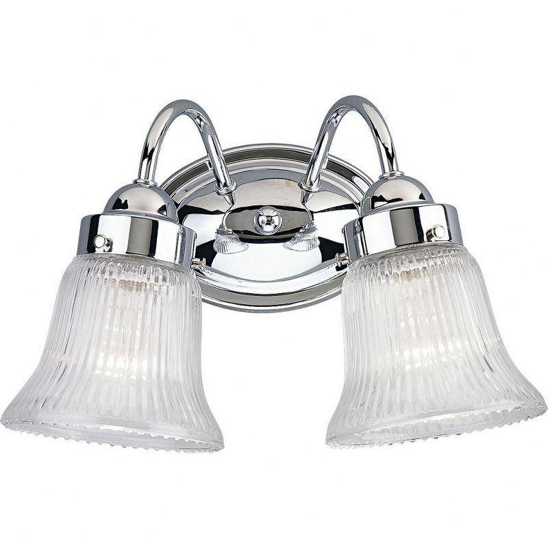 Progress Lighting, Bratenahl, 2-Light, Bath & Vanity, Polished Chrome, Fluted Glass