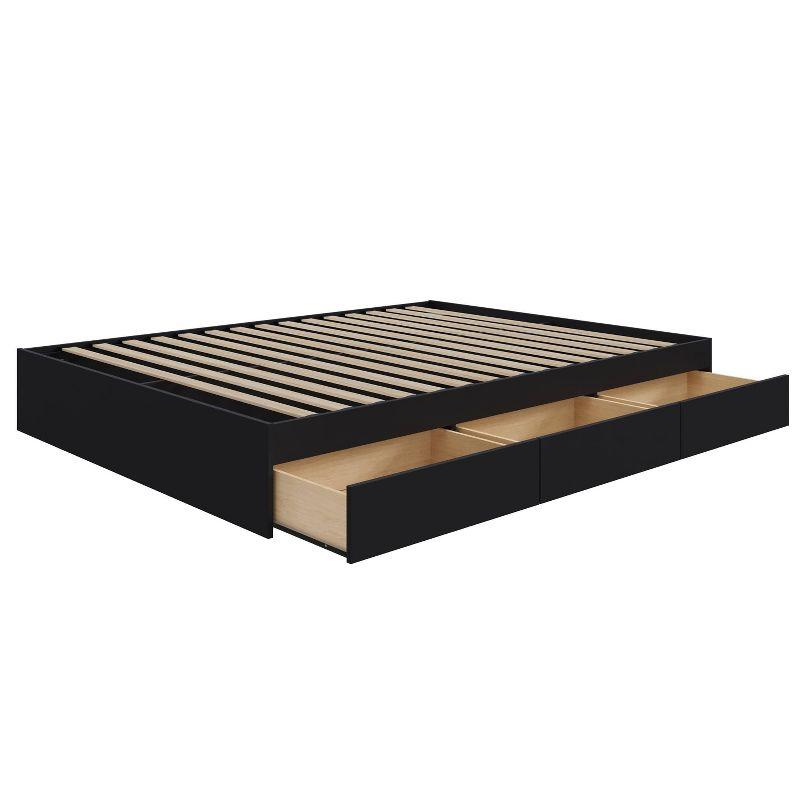 Full Black Engineered Wood Storage Bed Frame with 3 Drawers