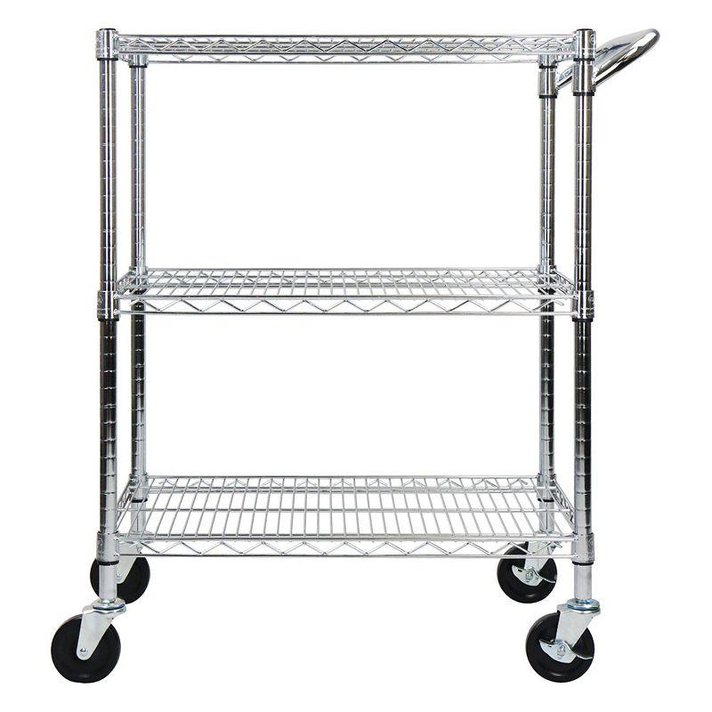 Oceanstar Chrome 3-Tier Adjustable Heavy-Duty Utility Cart