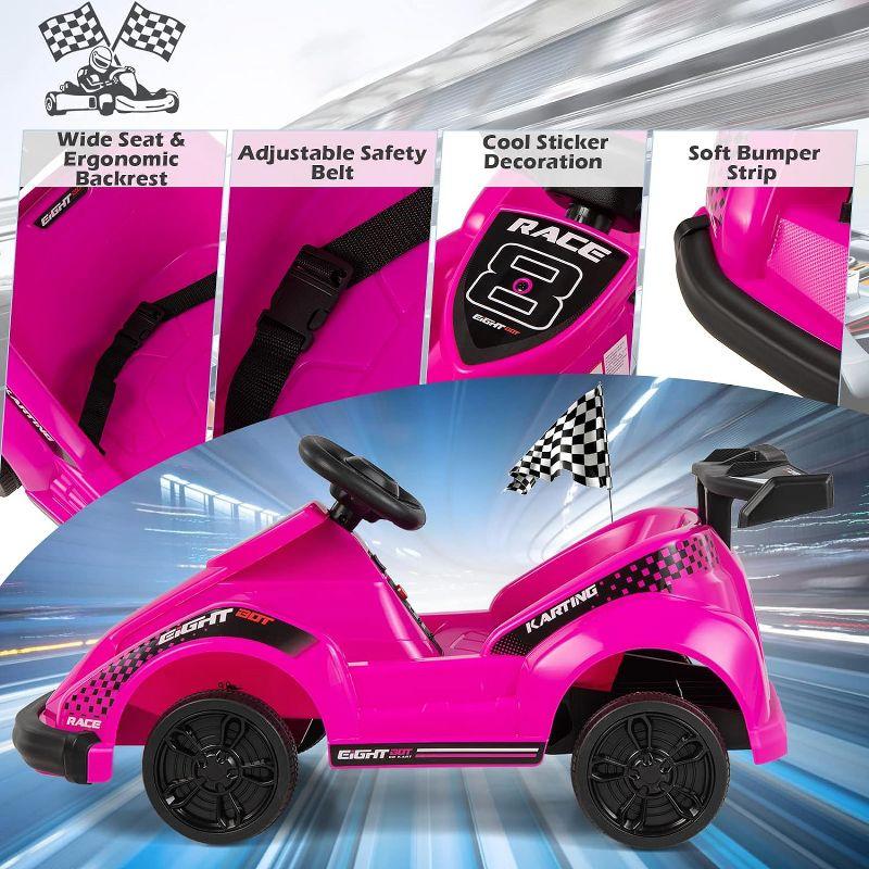 Costway 6V Electric Go Kart for Kids Electric Ride On Car w/ 2.4G Remote Control w/Soft Start Sound and Music Function Pink