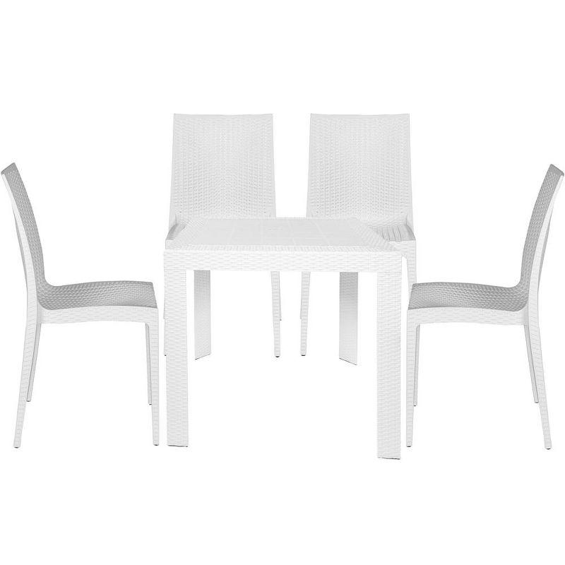 White Polypropylene Mid-Century 5-Piece Outdoor Dining Set