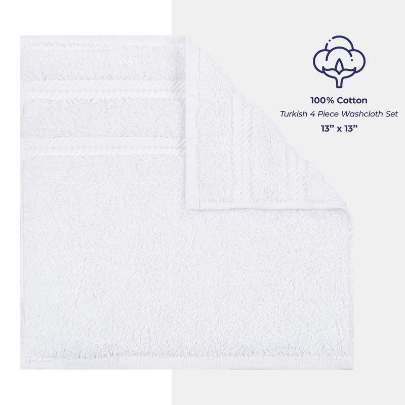 American Soft Linen 4 Pack Washcloth Set, 100% Cotton Washcloth Hand Face Towels for Bathroom and Kitchen, White