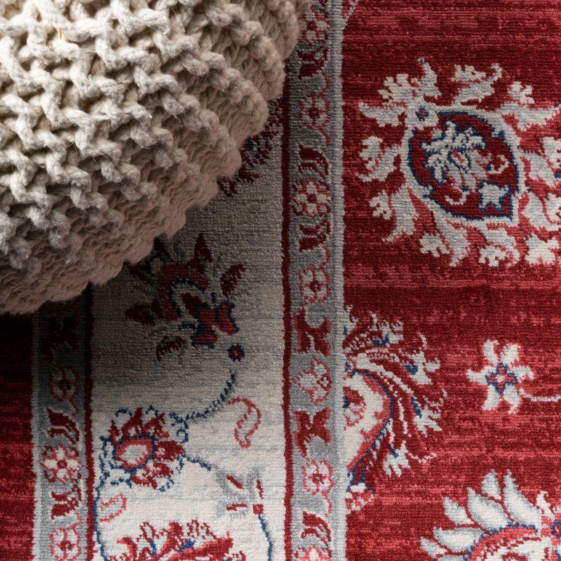 3' X 5' Modern Persian Vintage Moroccan Traditional Area Rug, Red/Ivory - JONATHAN Y