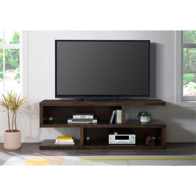 Lexington Contemporary Rustic 70" Dark Mocha Solid Pine TV Stand