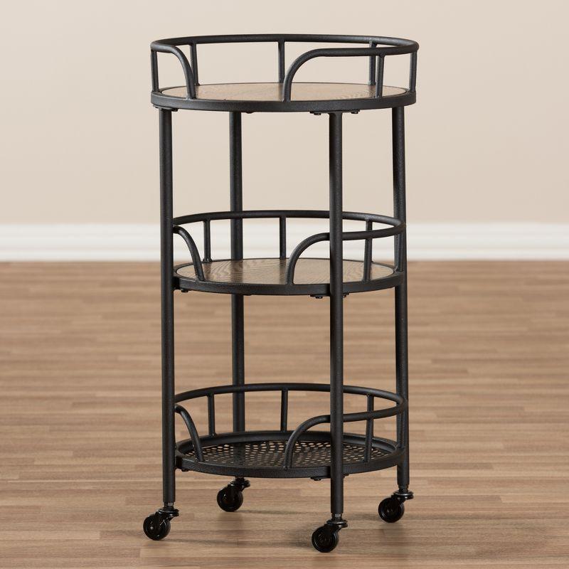 Bristol Rustic Industrial Style Metal and Wood Mobile Serving Cart - Brown - Baxton Studio