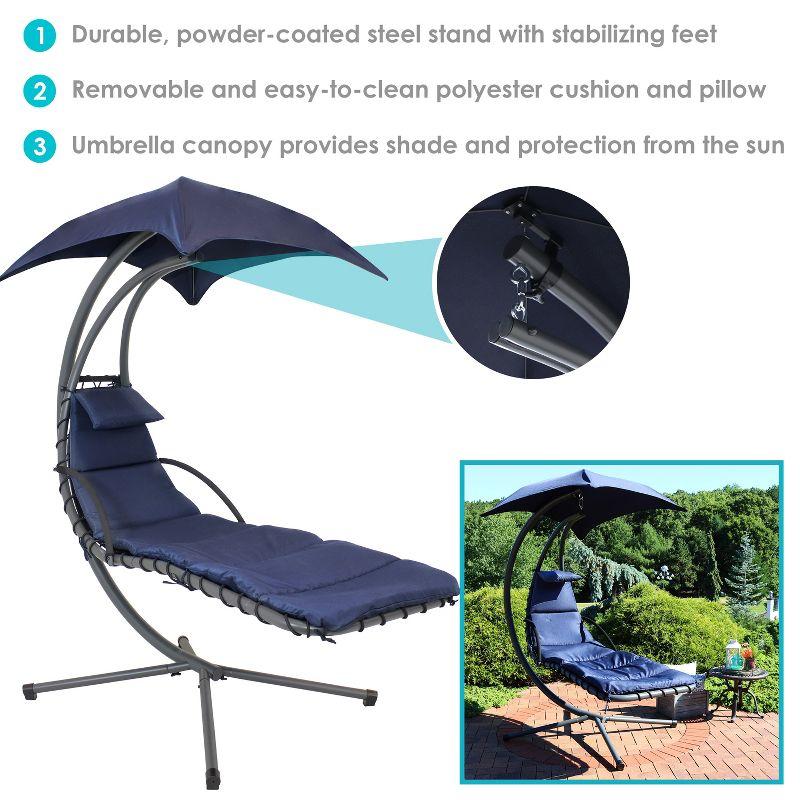 Steel Outdoor Floating Chaise Lounge Chair with Canopy with Stand