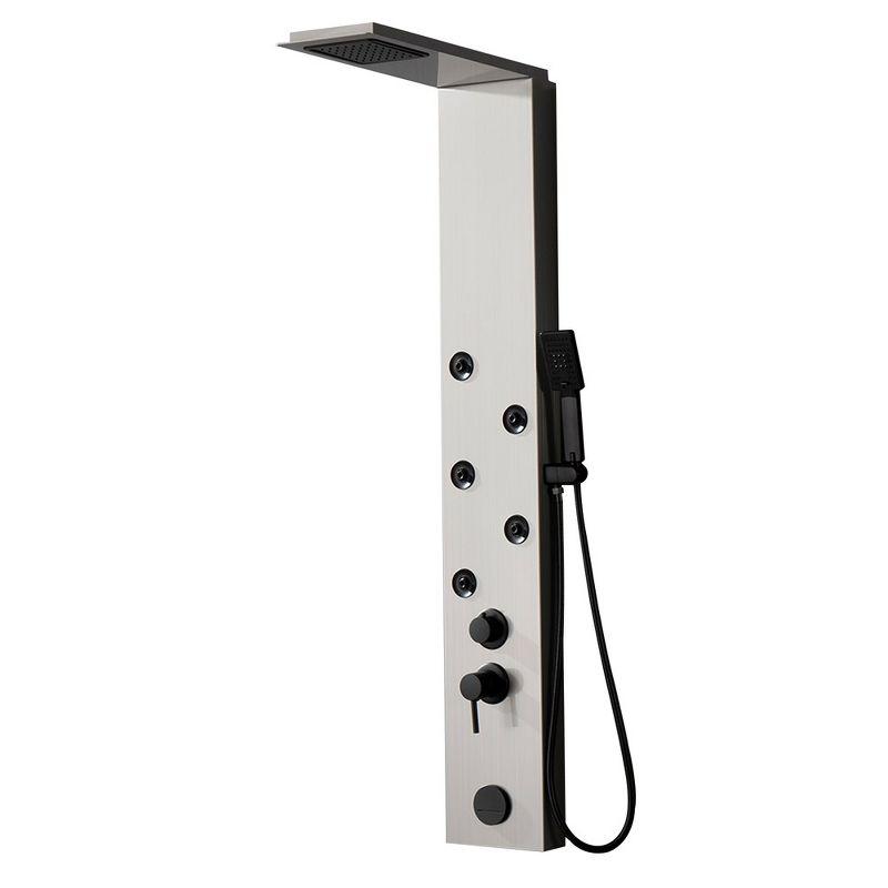 Brushed Nickel 4-Jet Rainfall Shower Panel System with Handheld Wand