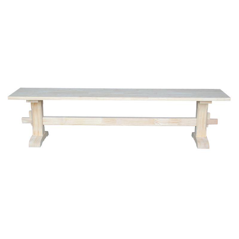 72" Trestle Bench Unfinished - International Concepts: Solid Wood, Parawood, Entryway, Living Room