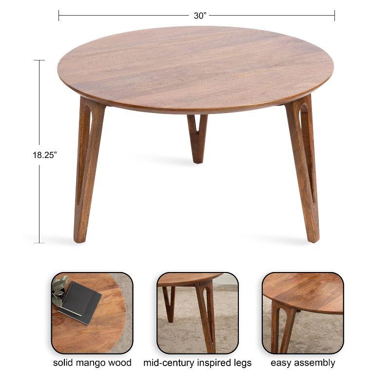 Kate and Laurel Kershaw Round Coffee Table, 30x30x19, Walnut Brown