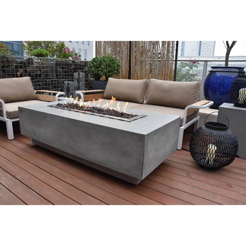 Granville 60" x 27" Rectangle Concrete Outdoor Fire Pit Table-by Elementi